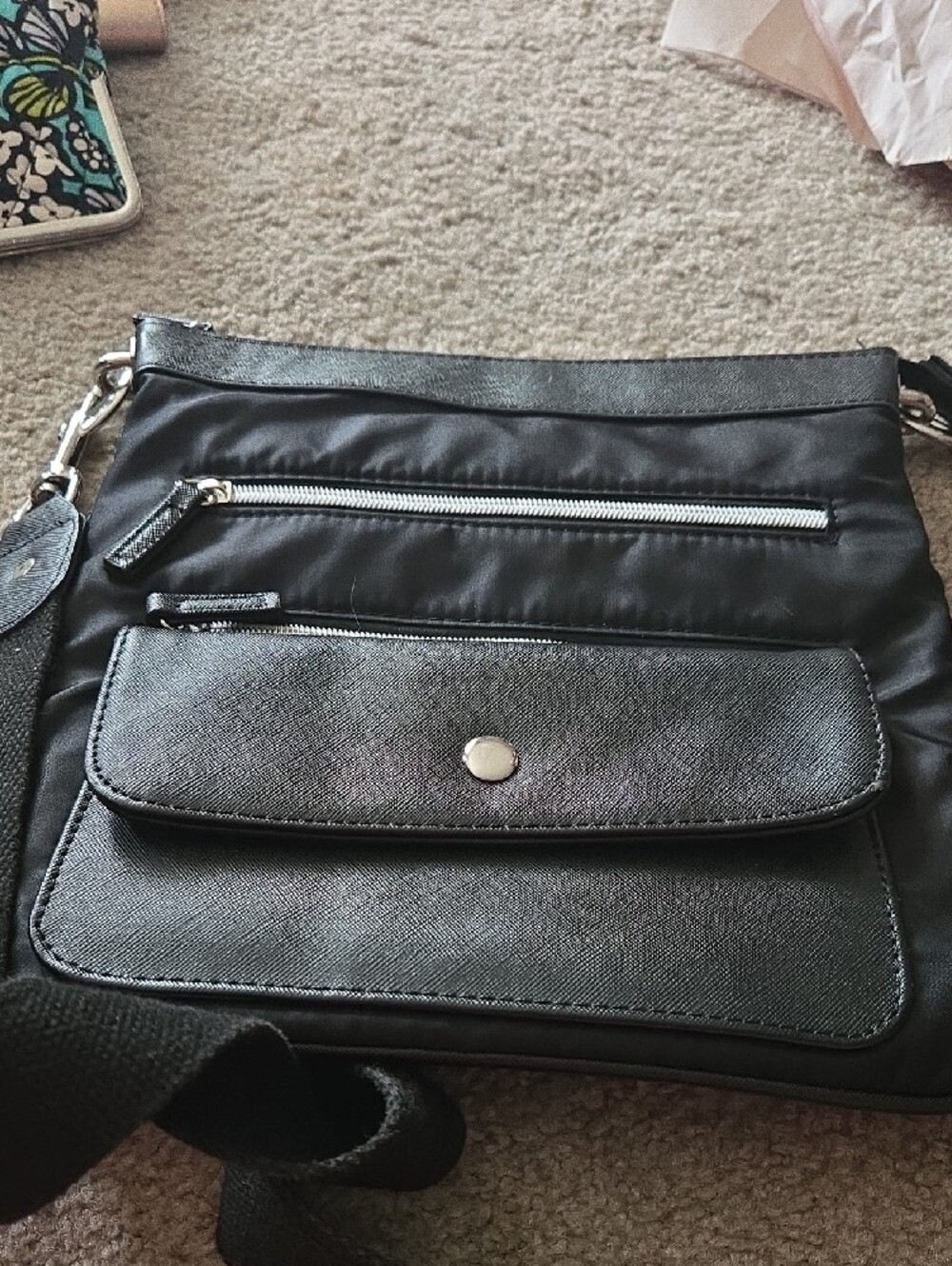 Black Womens Chicos Crossbody Bag with Multiple Zippers - Picture 5 of 5